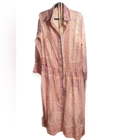 Maxi printed bohemian lightweight dress casual drop waist floral rope belt L - Picture 15 of 16